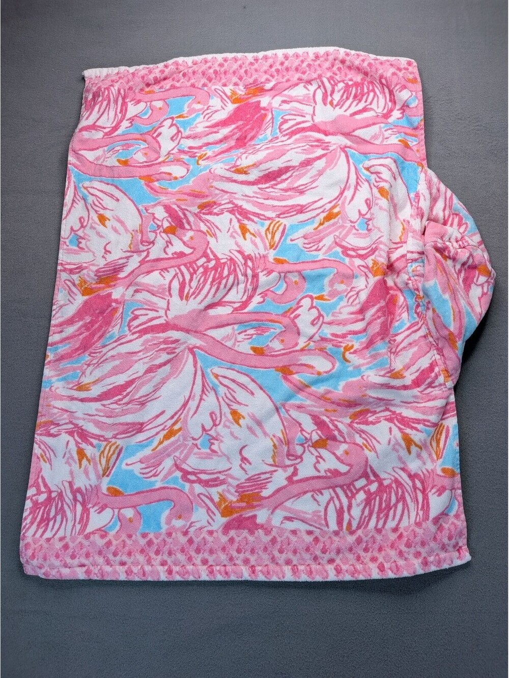 Lilly Pulitzer Pottery Barn Kids Flamingo Hooded Towel Pink Cotton Girls 23x34